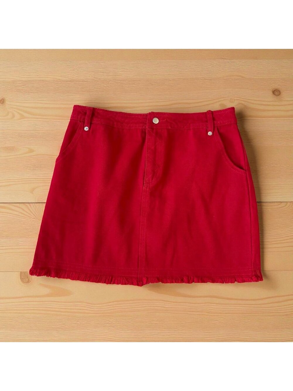 THE IMPECCABLE PIG Red Denim Skirt Size Large